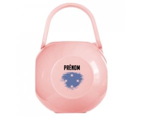 Boîte à sucette Drapeau effet pinceau États fédérés de Micronésie avec prénom de couleur Rose
