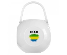 Boîte à sucette Drapeau effet pinceau Gabon avec prénom de couleur Blanche