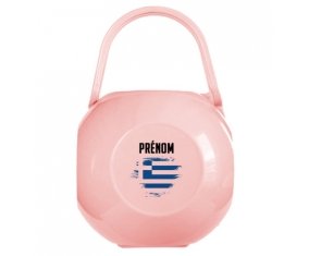 Boîte à sucette Drapeau effet pinceau Grèce avec prénom de couleur Rose