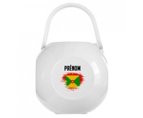 Boîte à sucette Drapeau effet pinceau Grenade avec prénom de couleur Blanche