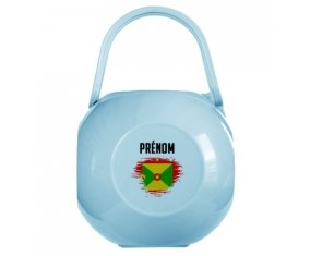 Boîte à sucette Drapeau effet pinceau Grenade avec prénom de couleur Bleue
