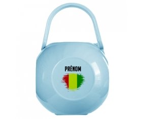 Boîte à sucette Drapeau effet pinceau Guinée Bissau avec prénom de couleur Bleue