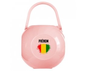 Boîte à sucette Drapeau effet pinceau Guinée Bissau avec prénom de couleur Rose