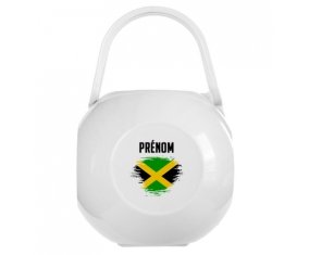 Boîte à sucette Drapeau effet pinceau Jamaïque avec prénom de couleur Blanche