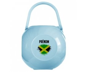 Boîte à sucette Drapeau effet pinceau Jamaïque avec prénom de couleur Bleue