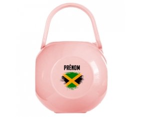 Boîte à sucette Drapeau effet pinceau Jamaïque avec prénom de couleur Rose