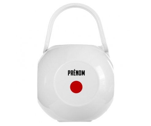 Boîte à tétine Drapeau effet pinceau Japon avec prénom de couleur Blanche