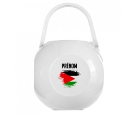 Boîte à tétine Drapeau effet pinceau Jordan avec prénom de couleur Blanche