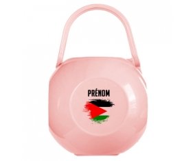 Boîte à tétine Drapeau effet pinceau Jordan avec prénom de couleur Rose
