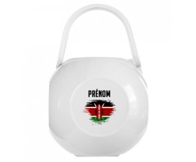 Boîte à tétine Drapeau effet pinceau Kenya avec prénom de couleur Blanche