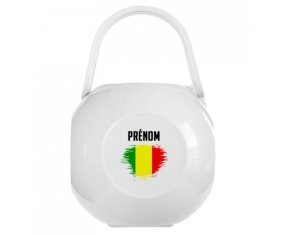 Boîte à sucette Drapeau effet pinceau Mali avec prénom de couleur Blanche