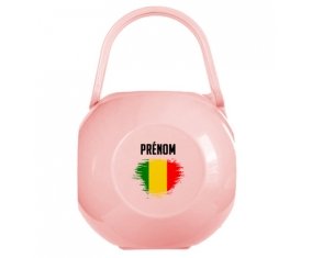 Boîte à sucette Drapeau effet pinceau Mali avec prénom de couleur Rose
