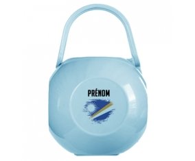 Boîte à sucette Drapeau effet pinceau Iles Marshall avec prénom de couleur Bleue