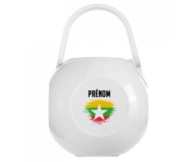 Boîte à sucette Drapeau effet pinceau Myanmar avec prénom de couleur Blanche