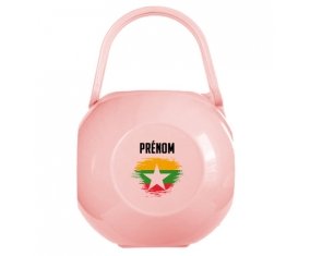 Boîte à sucette Drapeau effet pinceau Myanmar avec prénom de couleur Rose