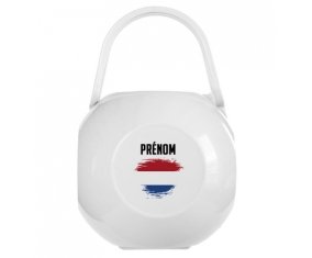 Boîte à sucette Drapeau effet pinceau Pays-Bas avec prénom de couleur Blanche