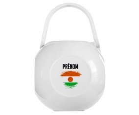 Boîte à sucette Drapeau effet pinceau Niger avec prénom de couleur Blanche
