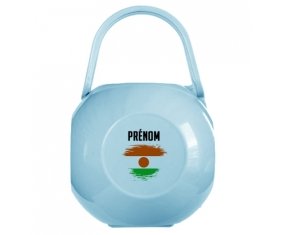 Boîte à sucette Drapeau effet pinceau Niger avec prénom de couleur Bleue