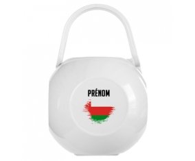 Boîte à sucette Drapeau effet pinceau Oman avec prénom de couleur Blanche