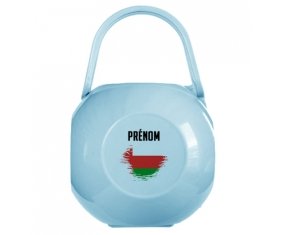 Boîte à sucette Drapeau effet pinceau Oman avec prénom de couleur Bleue