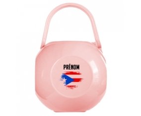 Boîte à sucette Drapeau effet pinceau Porto Rico avec prénom de couleur Rose