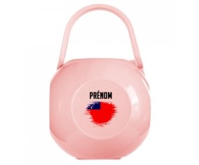 Boîte à sucette Drapeau effet pinceau Samoa avec prénom de couleur Rose