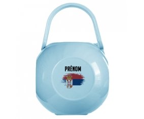 Boîte à sucette Drapeau effet pinceau Serbie avec prénom de couleur Bleue