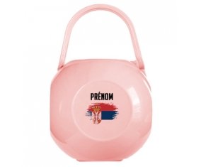 Boîte à sucette Drapeau effet pinceau Serbie avec prénom de couleur Rose