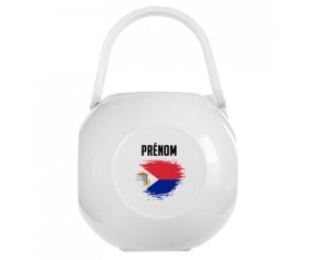 Boîte à sucette Drapeau effet pinceau Sint Maarten avec prénom de couleur Blanche