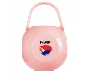 Boîte à sucette Drapeau effet pinceau Sint Maarten avec prénom de couleur Rose