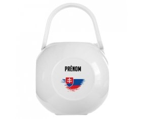 Boîte à tétine Drapeau effet pinceau Slovaquie avec prénom de couleur Blanche