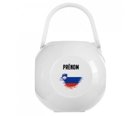 Boîte à sucette Drapeau effet pinceau Slovénie avec prénom de couleur Blanche