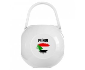 Boîte à sucette Drapeau effet pinceau Soudan avec prénom de couleur Blanche