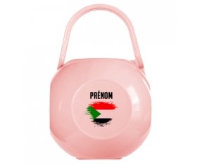 Boîte à sucette Drapeau effet pinceau Soudan avec prénom de couleur Rose