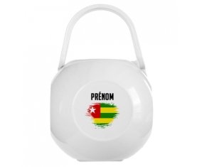 Boîte à sucette Drapeau effet pinceau Togo avec prénom de couleur Blanche