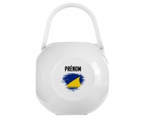 Boîte à tétine Drapeau effet pinceau Tokelau avec prénom de couleur Blanche
