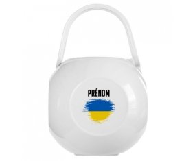 Boîte à sucette Drapeau effet pinceau Ukraine avec prénom de couleur Blanche