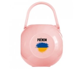 Boîte à sucette Drapeau effet pinceau Ukraine avec prénom de couleur Rose