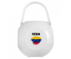 Boîte à sucette Drapeau effet pinceau Venezuela avec prénom de couleur Blanche