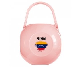 Boîte à sucette Drapeau effet pinceau Venezuela avec prénom de couleur Rose