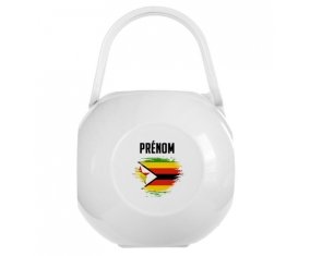 Boîte à sucette Drapeau effet pinceau Zimbabwe avec prénom de couleur Blanche