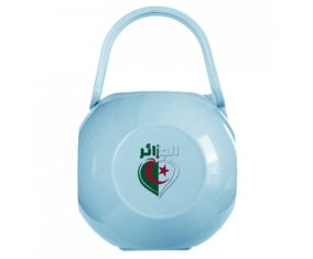 Boîte à tétine Algérie en arabe + cœur de couleur Bleue