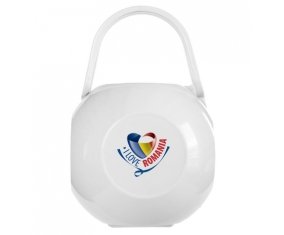 Boîte à tétine I Love Romania de couleur Blanche