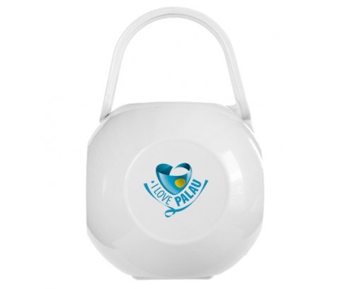 Boîte à tétine I Love Palau de couleur Blanche