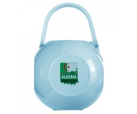 Boîte à tétine Made in Algeria design 3 avec prénom de couleur Bleue