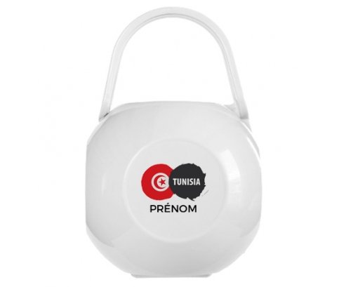 Boîte à tétine Drapeau Tunisia avec prénom de couleur Blanche