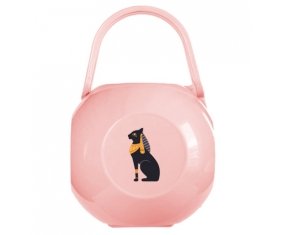 Boîte à tétine Chat égyptien noir bastet déesse de l'egypte ancienne de couleur Rose