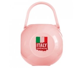 Boîte à sucette Drapeau Italie avec prénom de couleur Rose