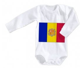 Body bébé Drapeau Andorre taille 3/6 mois manches Longues