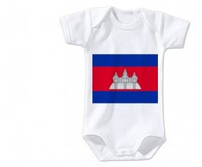 Body bébé Drapeau Cambodge taille 3/6 mois manches Courtes